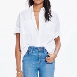 Madewell White Cotton Courier Shirt (Small)